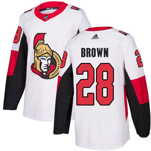 Adidas Ottawa Senators #28 Connor Brown White Road Authentic Stitched Youth NHL Jersey